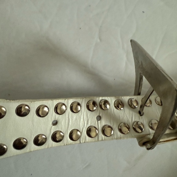Genuine Leather White Studded Belt Western Cowgirl Country Women - Size M main image 4